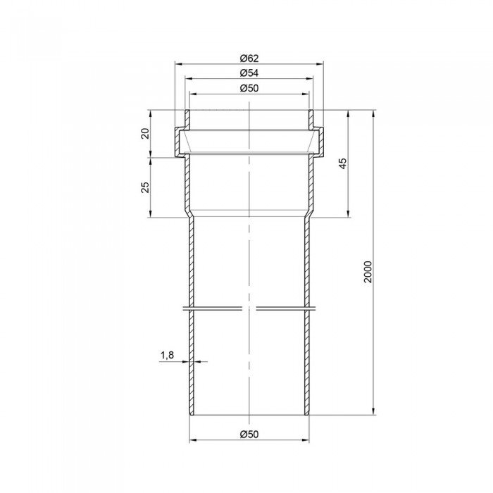 Труба PPR канализационная TA Sewage 50х2, 2 м
