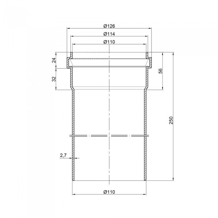 Труба PPR канализационная TA Sewage 110х2,7, 0,25 м