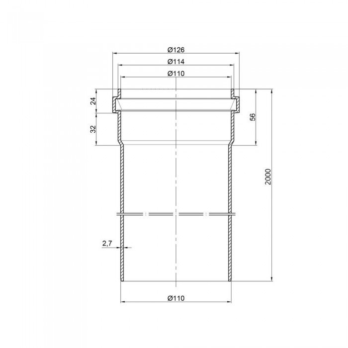 Труба PPR канализационная TA Sewage 110х2,7, 2 м