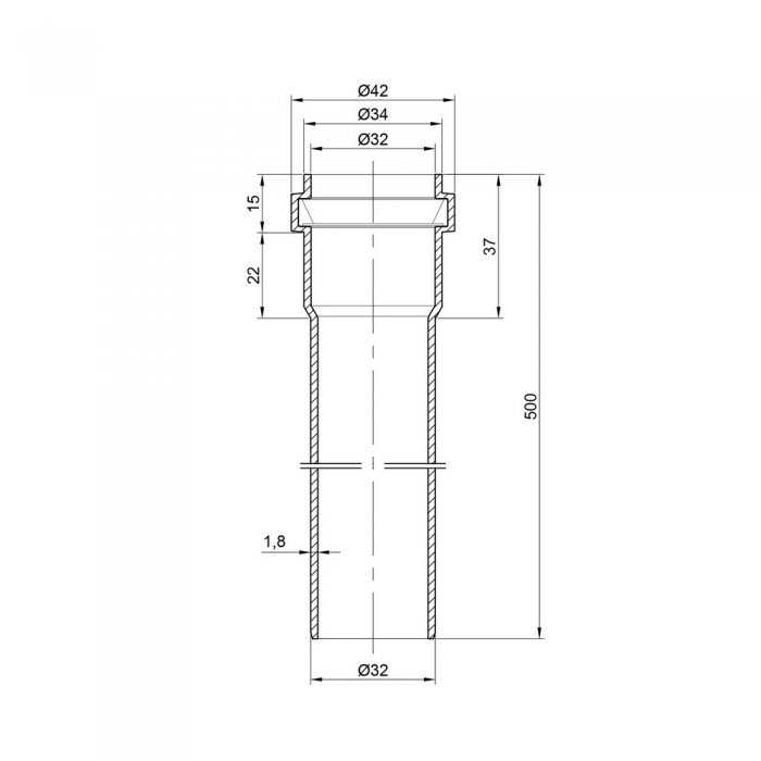 Труба PPR канализационная TA Sewage 32х1,8, 0,5 м