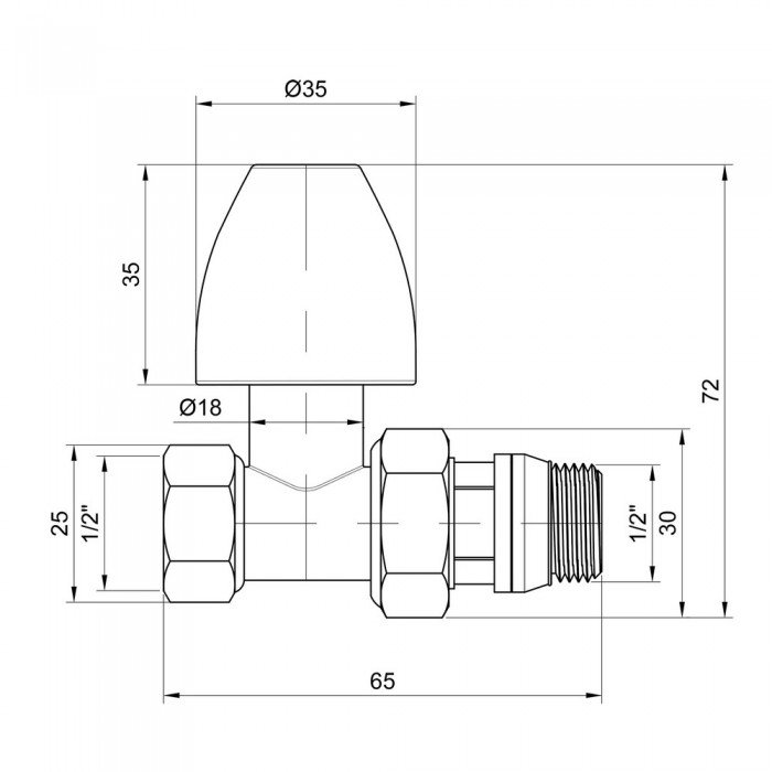 Кран радиаторный SD Plus 1/2" ВН с антипротечкой прямой SD226W15