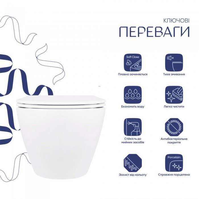 Унитаз подвесной Qtap Jay безободковый с сиденьем Soft-close QT07335176W Унитаз подвесной Qtap Jay безободковый с сиденьем Soft-close QT07335176W