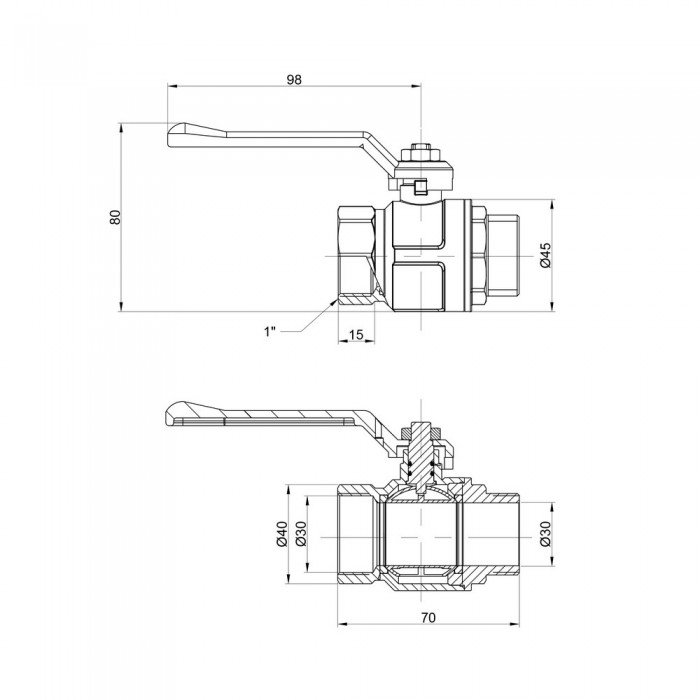 Кран шаровой Icma 1" прямой №350 Кран шаровой Icma 1" прямой №350