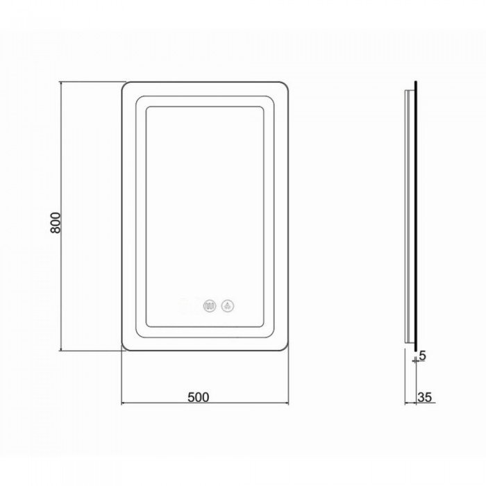 Зеркало Qtap Mideya (DC-F911) 500х800 с LED-подсветкой Touch, с антизапотеванием, диммером QT2078F911W
