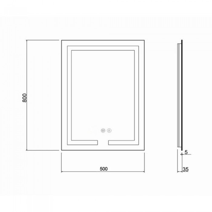 Зеркало Qtap Mideya (DC-F936) 500х800 с LED-подсветкой Touch, с антизапотеванием, диммером QT2078F936W