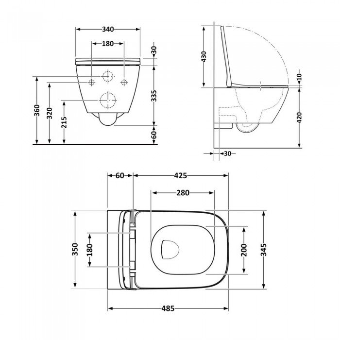 Унітаз підвісний Qtap Tern безобідковий з сідінням Soft-close QT1733052ERW
