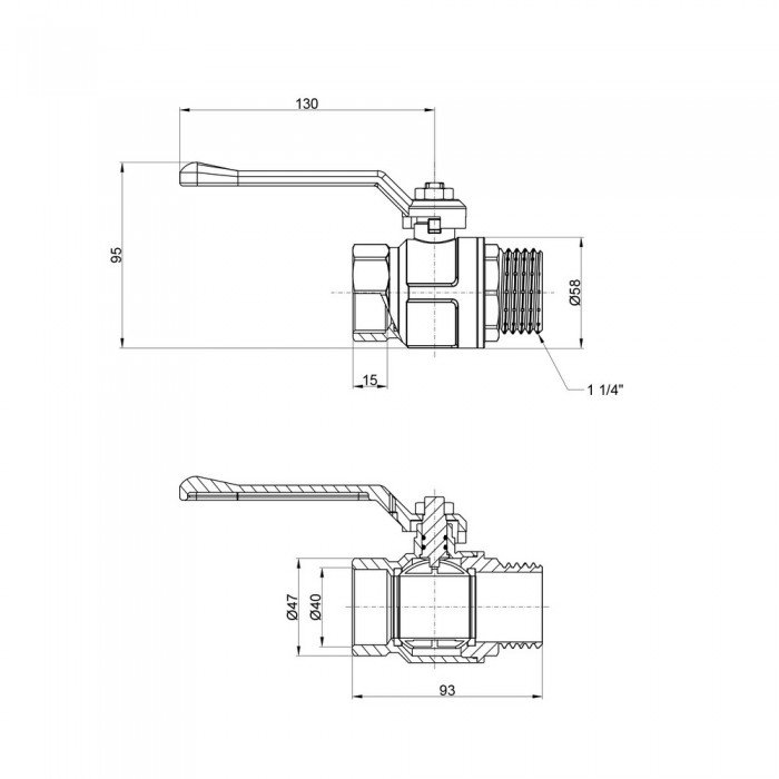 Кран шаровой Icma 1"1/4 прямой №352