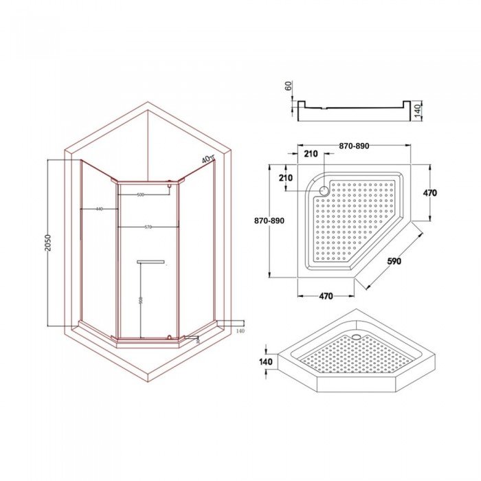 Душевая кабина Lidz Dozorca SC90x90.CRM.LOW.TR, стекло прозрачное 6 мм