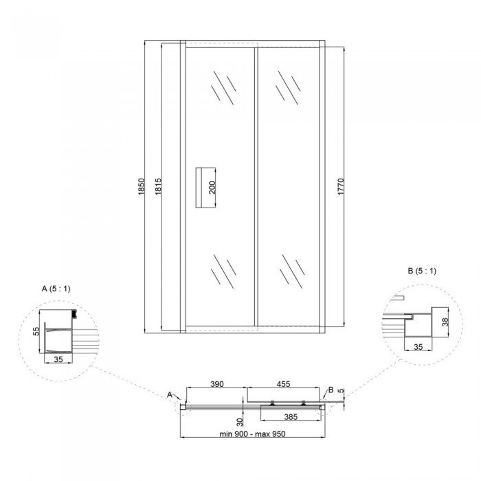 Душевая дверь в нишу Lidz Aria SD90x185.CRM.FR, стекло Frost 5 мм