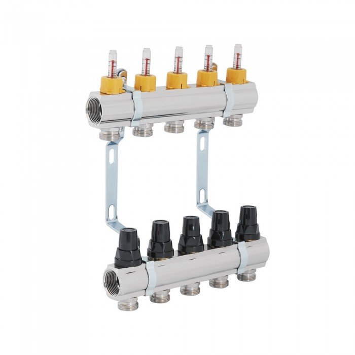 Коллектор с расходомерами SD Forte 1" 5 выходов SF001W5