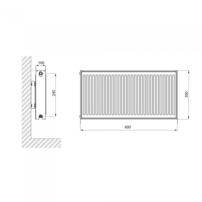 Радиатор стальной Thermo Alliance 22 тип 300х600 боковое подключение