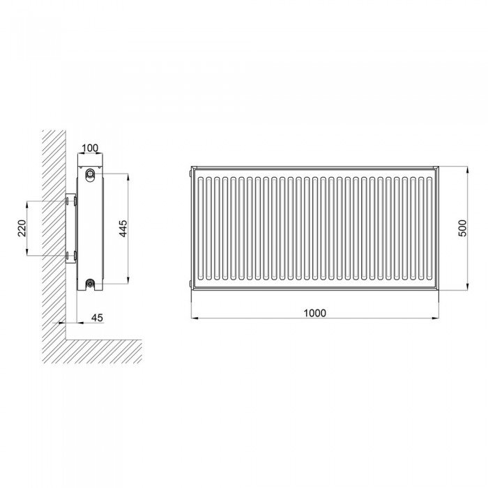 Радиатор стальной Thermo Alliance 22 тип 500х1000 боковое подключение