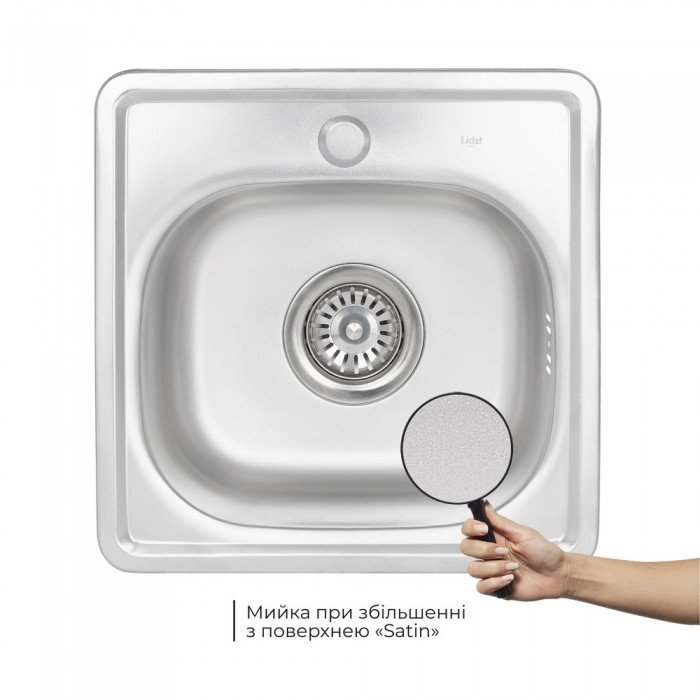 Кухонна мийка Lidz 3838 0,6 мм Satin (LIDZ3838POL06)