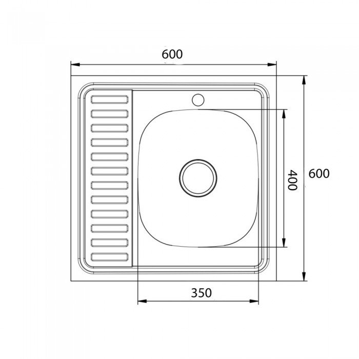 Кухонная мойка Lidz 6060-R 0,6 мм Satin (LIDZ6060RSAT06)