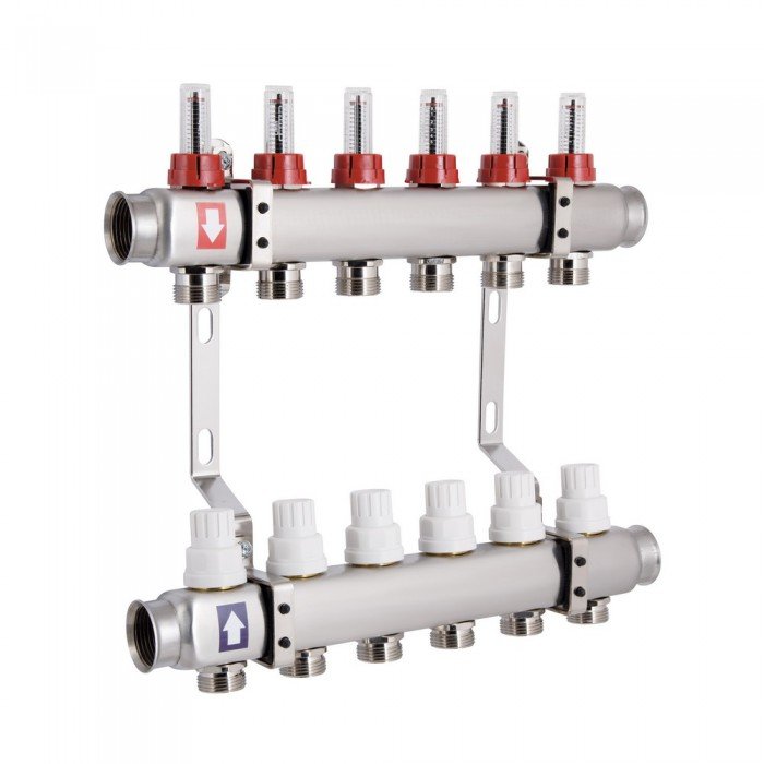 Колектор з витратомірами SD Plus 1" 6 виходів SD0046