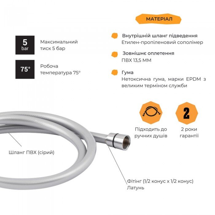 Шланг Lidz Niagara 09 1,5 м LDNIA09CRM35458 Chrome