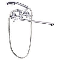 Смеситель для ванны Lidz Dominox 143 с поворотным изливом двухвентильный (c душевым гарнитуром) LDDOM143CRM35530 Chrome Смеситель для ванны Lidz Dominox 143 с поворотным изливом двухвентильный (c душевым гарнитуром) LDDOM143CRM35530 Chrome