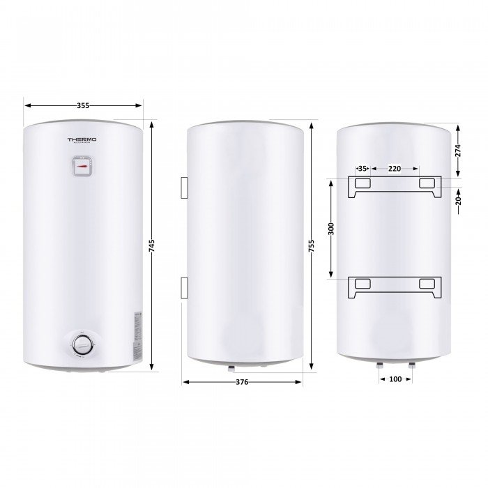 Водонагрівач електричний Thermo Alliance 50 л SLIM вертикальний, мокрий ТЕН 1,5 кВт D50V15Q1