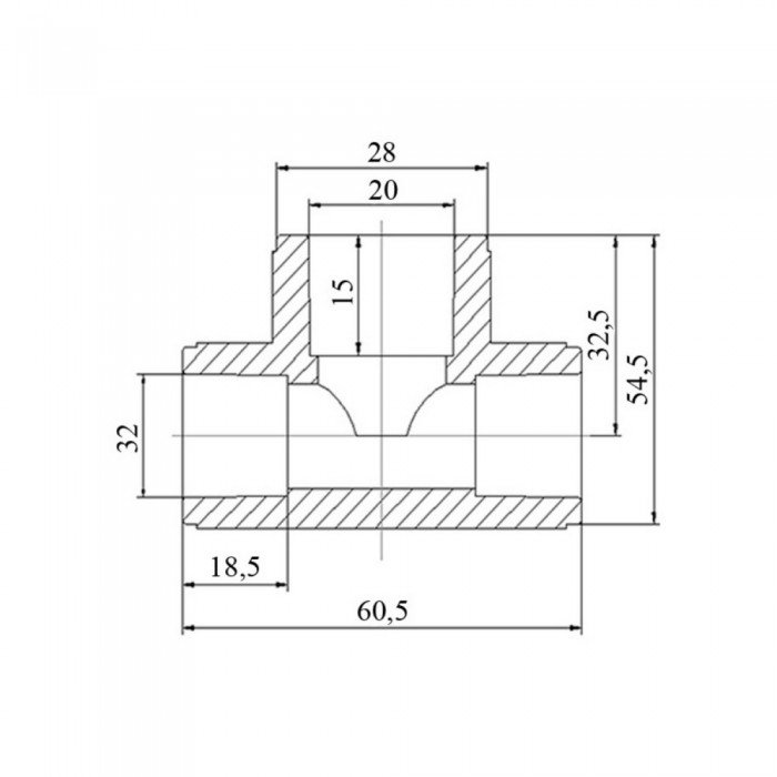 Тройник PPR Blue Ocean "Белый" 32х20х32 редукционный