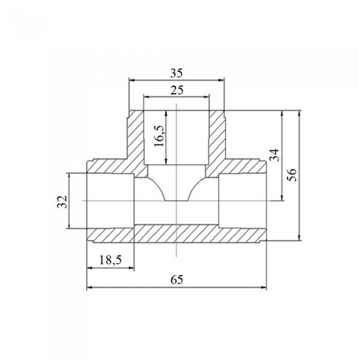 Тройник PPR Blue Ocean "Белый" 32х25х32 редукционный