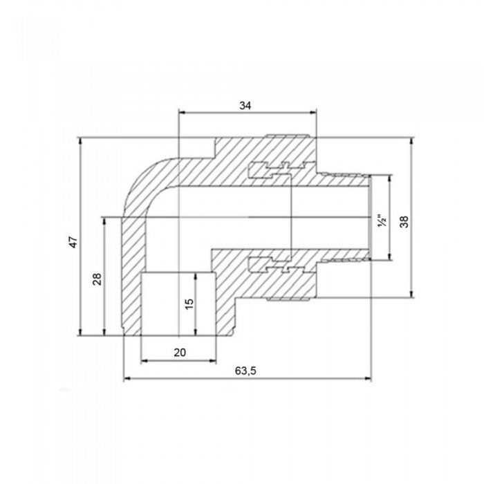 Уголок PPR Blue Ocean "Белый" 20х1/2", 90° НР