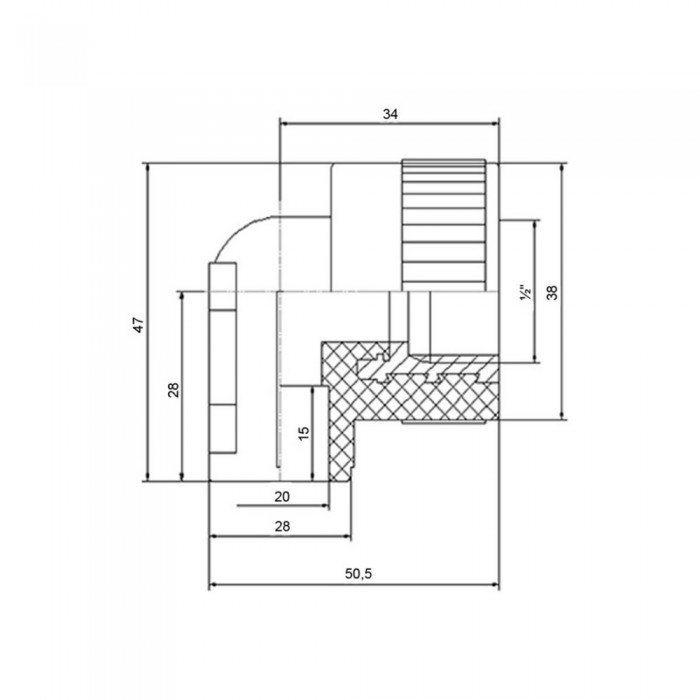 Уголок настенный PPR Blue Ocean "Белый" 20х1/2", 90° ВР