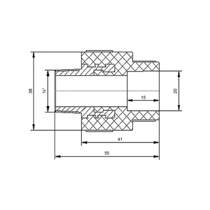 Муфта PPR Blue Ocean "Белый" 20х1/2" НР