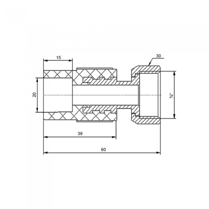 Муфта PPR с накидной гайкой Blue Ocean "Белый" 20х1/2" ВР с латунным штоком