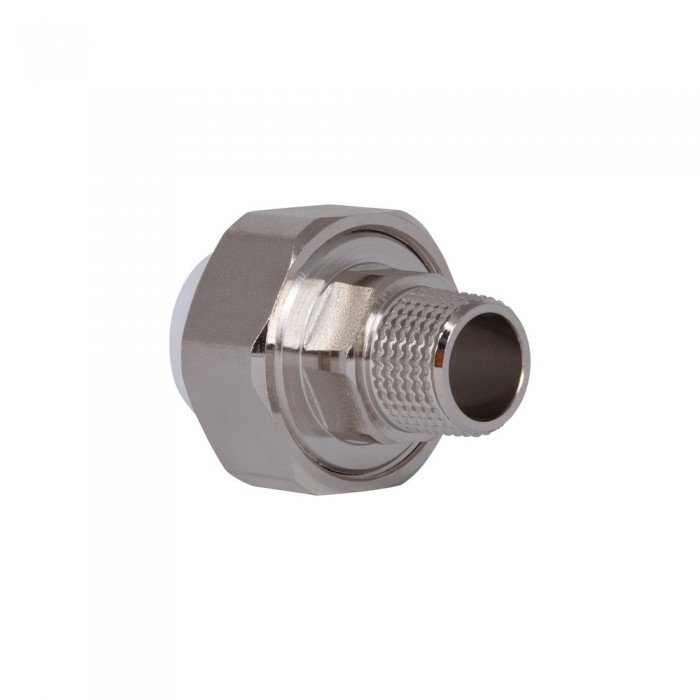 Сгон "Американка" латунная со сварной головкой PPR Blue Ocean "Белый" 20х1/2" НР