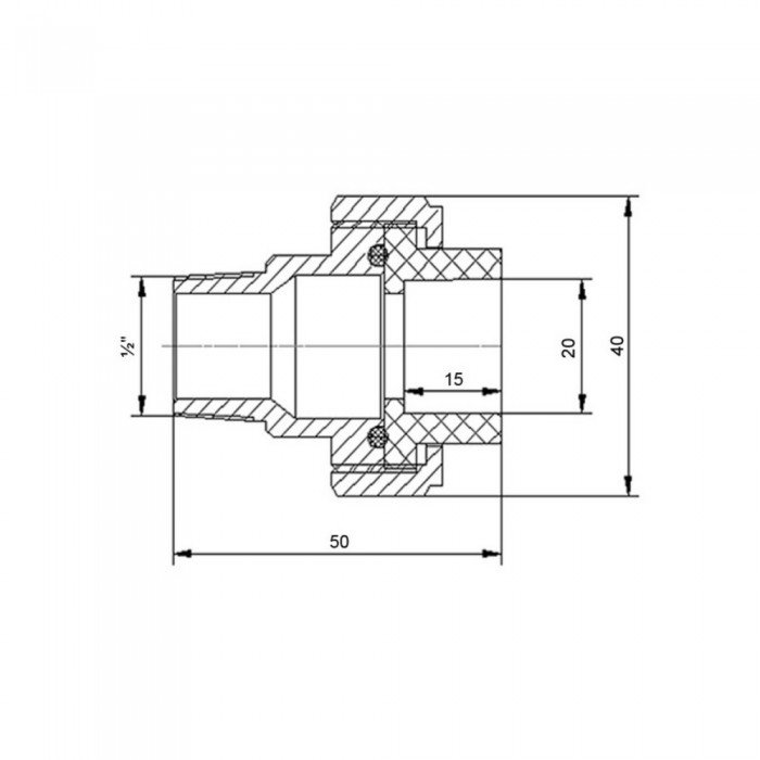 Сгон "Американка" латунная со сварной головкой PPR Blue Ocean "Белый" 20х1/2" НР