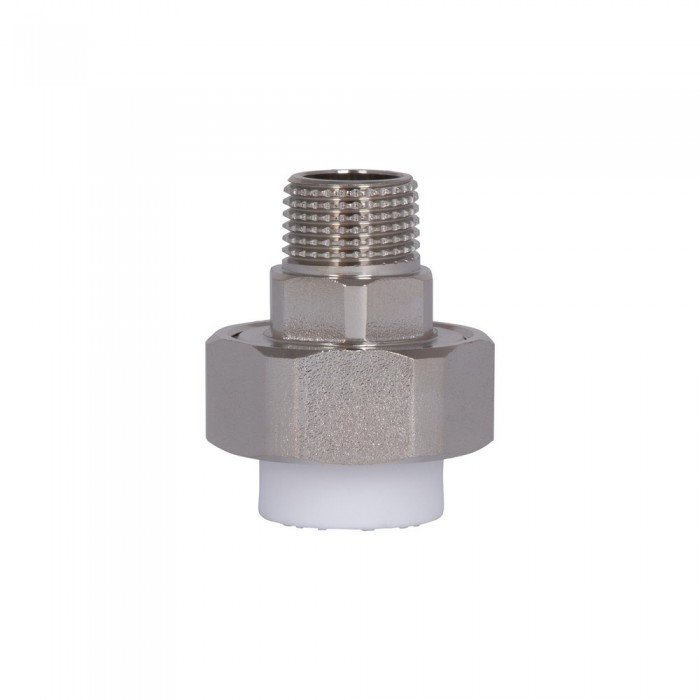 Сгон "Американка" латунная со сварной головкой PPR Blue Ocean "Белый" 20х1/2" НР