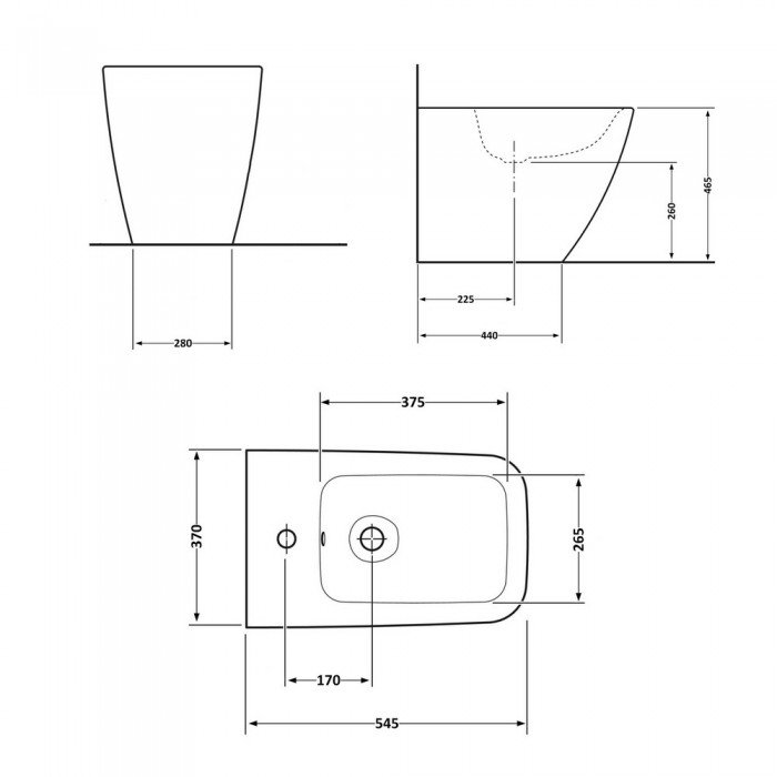 Биде напольное Qtap Crow 545х360х410 White QT05443370W