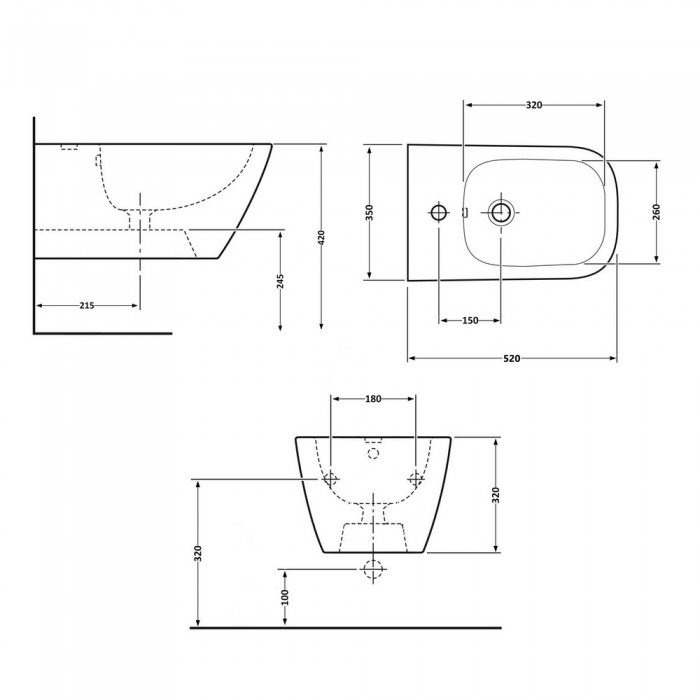 Біде підвісне Qtap Tern 520x350x320 White QT17551303GW