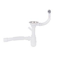 Сифон для кухонної мийки Lidz (WHI) 60 08 E001 01 ECO з круглим переливом (вихід 50 мм)