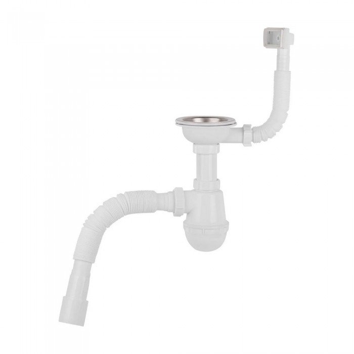 Сифон для кухонної мийки Lidz (WHI) 60 05 M001 01 EURO (вихід 50 мм)