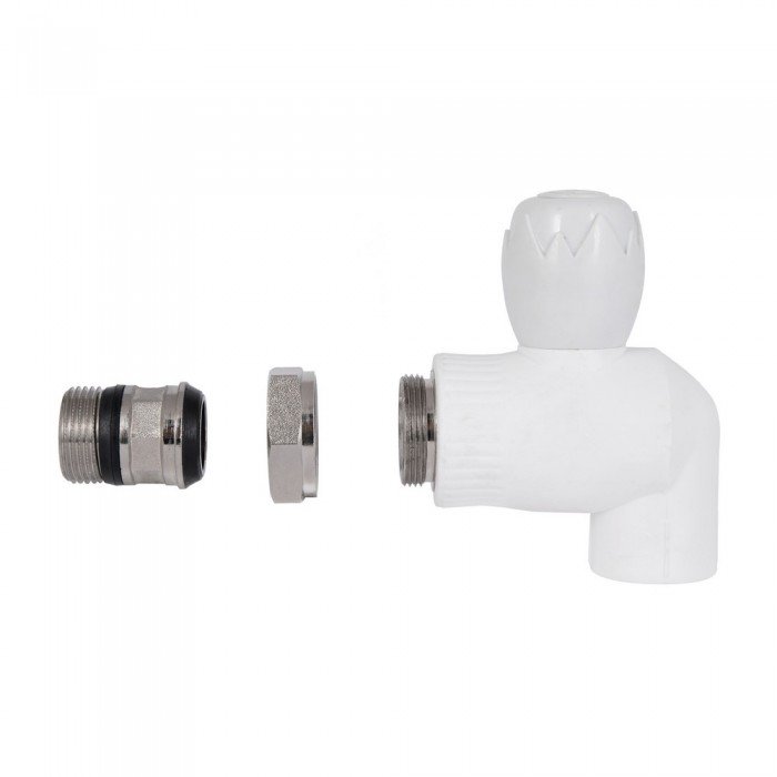 Кран Радиат. Шаров. 25*3/4 углов. (В.О.) "Белый" Кран Радиат. Шаров. 25*3/4 углов. (В.О.) "Белый"