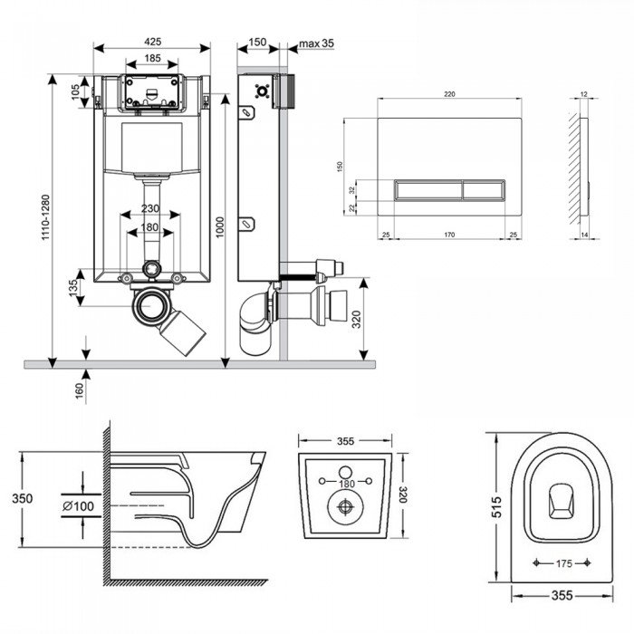 Готовое решение Qtap для ванной комнаты: подвесной унитаз  Swan Rimless 520х360х320 + комплект инсталляции Nest 4 в 1 (линейная клавиша Chrome) Готовое решение Qtap для ванной комнаты: подвесной унитаз  Swan Rimless 520х360х320 + комплект инсталляции Nest 4 в 1 (линейная клавиша Chrome)