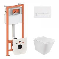 Готовое решение Qtap для ванной комнаты: подвесной унитаз Tern Rimless 490x340x350 + комплект инсталляции Nest 4 в 1 (линейная клавиша White)