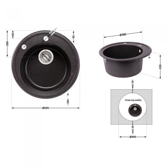 Кухонная мойка Lidz D510/200 GRF-13 (LIDZGRF13D510200)