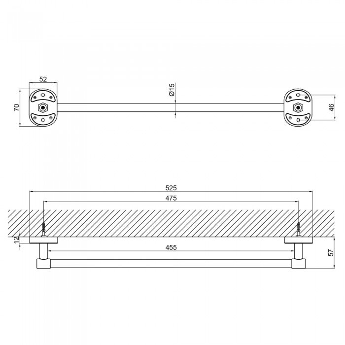 Держатель для полотенца Lidz Oreo 0100 55 см LDORE0100CRM37457 Chrome