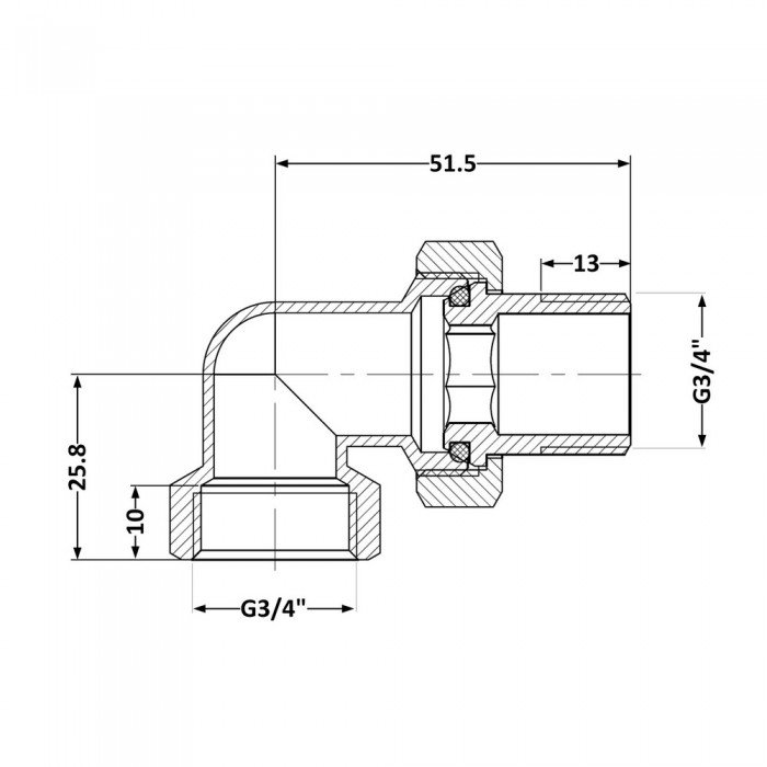Сгон-американка Thermo Alliance Base 3/4"ВН никель, угловой SD191W20