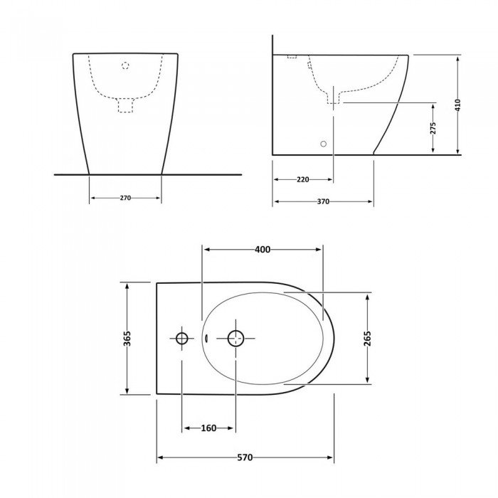 Биде напольное Qtap Robin 565x360x405 Matt black QT13442141CMB
