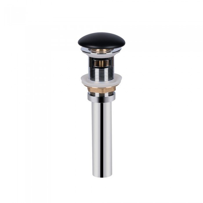Донний клапан для раковини Qtap PU03O 225х70х70 Matt black з переливом