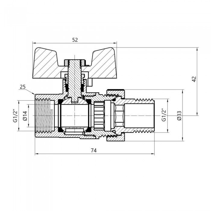 Кран шаровой "Американка" SD Plus прямой 1/2" ВН SD220W15