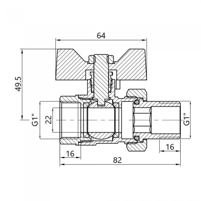 Кран шаровой "Американка" SD Plus прямой 1" ВН SD221W25