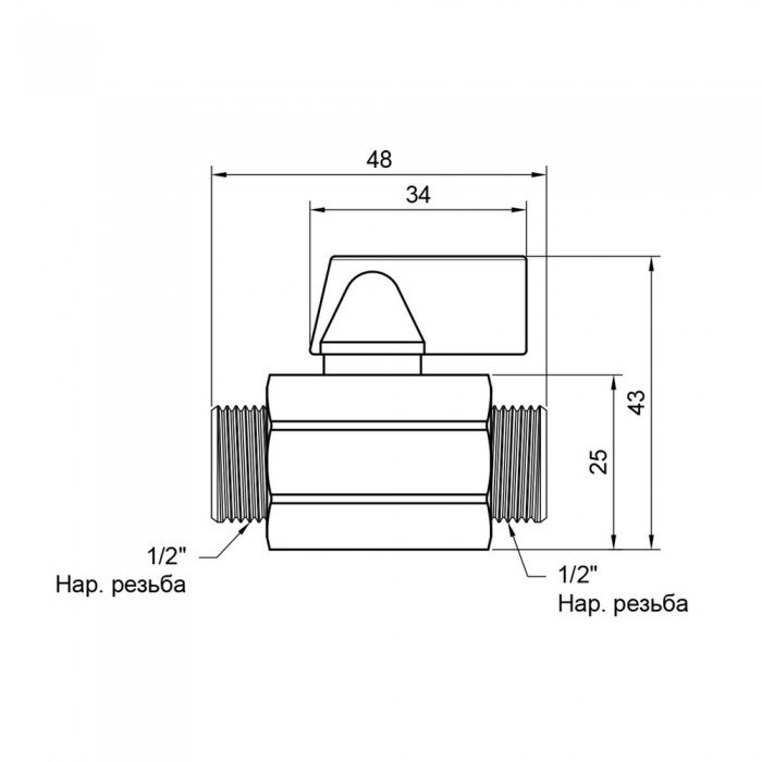 Кран шаровой SD Plus "Mini" 1/2" НР SD189W15