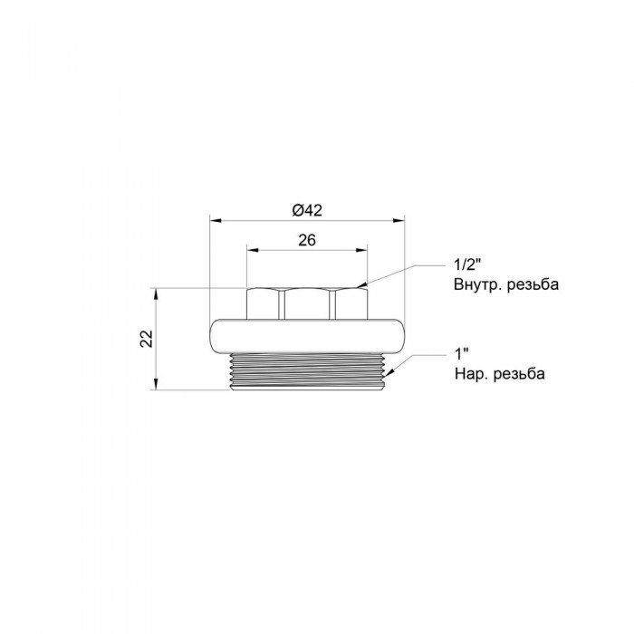 Футорка радиаторная SD Plus 1"х1/2" правая SD11615D