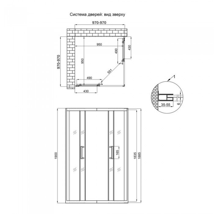 Душевая кабина Qtap Taurus CRM1011SC6 100x100 см, стекло Clear 6 мм, покрытие CalcLess без поддона