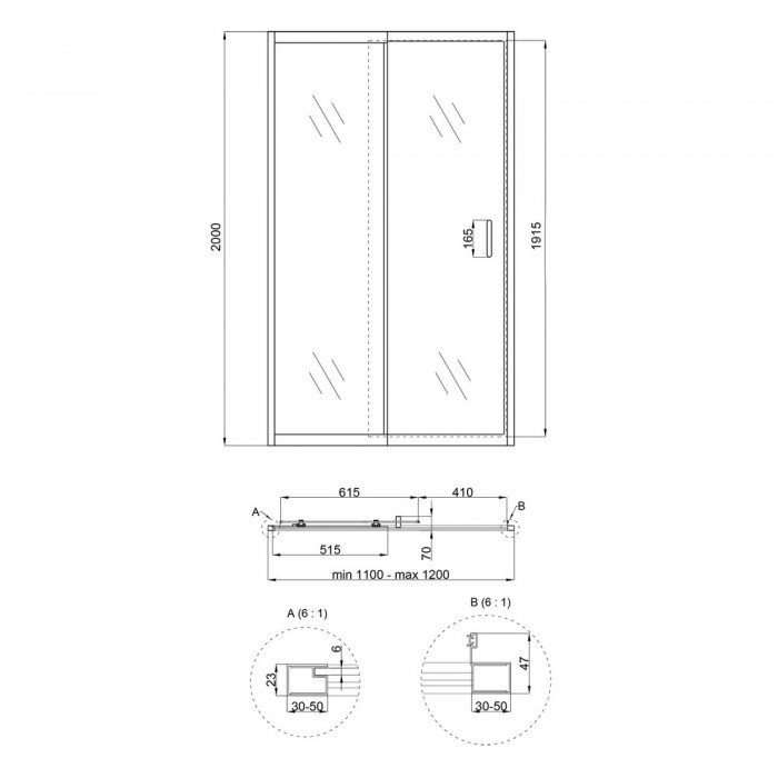 Душевая дверь в нишу Qtap Taurus CRM2011-12.C6 110-120x200 см, стекло Clear 6 мм, покрытие CalcLess Душевая дверь в нишу Qtap Taurus CRM2011-12.C6 110-120x200 см, стекло Clear 6 мм, покрытие CalcLess