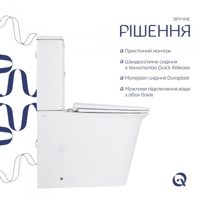Унитаз-компакт Qtap Nando безободковый с сиденьем Soft-close QT12221222AW Унитаз-компакт Qtap Nando безободковый с сиденьем Soft-close QT12221222AW
